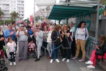 Los inquilinos de Visocan en Telde y de la RSP de Jinámar, en la protesta capitalina del Primero de Mayo (Foto TA)